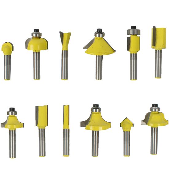 TORK CRAFT Router Bit Set 12pc Aluminium/glass Case 1/4 Shank